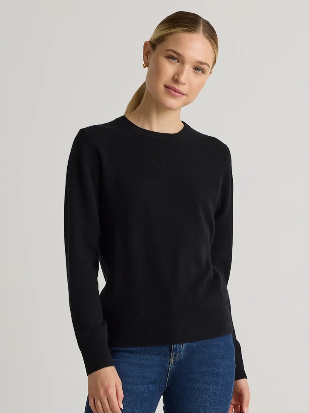 Quince Mongolian Cashmere Crewneck Sweater XS Black